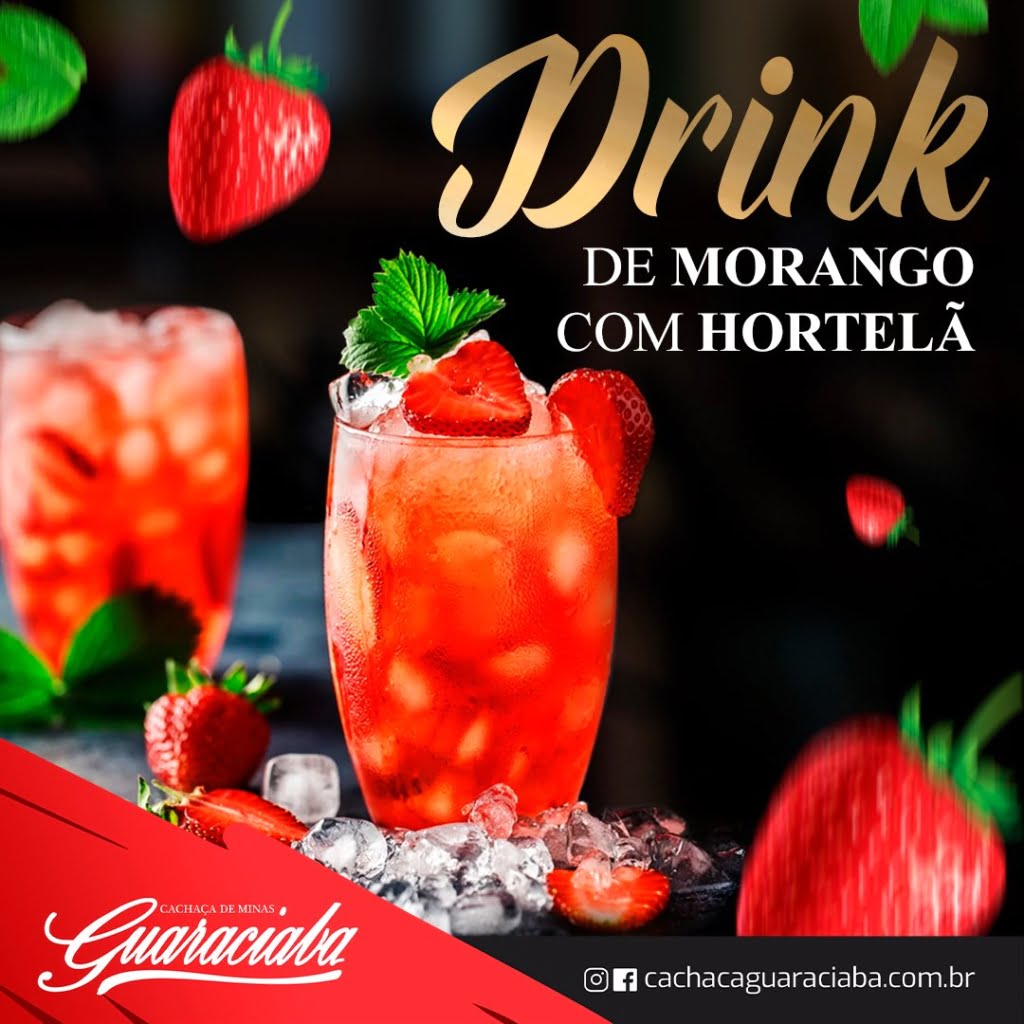 drink de morango com hortelã